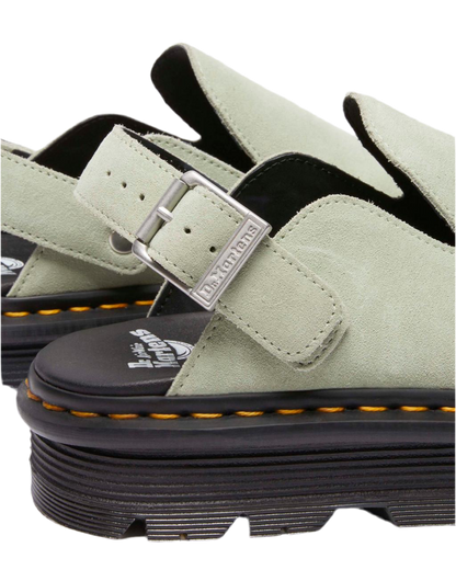 ZEBZAG SUEDE CASUAL SLINGBACK PLATFORM MULES SAGE GREEN