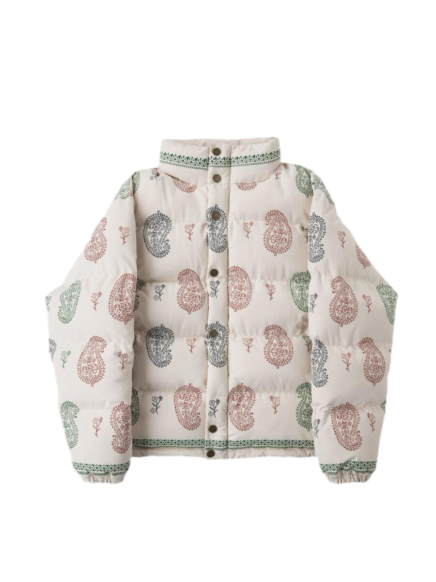 Paisley Puffer Jacket in Cream